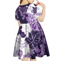Purple Hibiscus Plumeria Floral Kid Short Sleeve Dress - Polynesian Pride