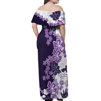 Purple Hibiscus Plumeria Floral Off Shoulder Maxi Dress - Polynesian Pride