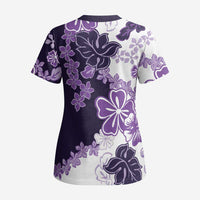 Purple Hibiscus Plumeria Floral Scrub Top LT01 - Polynesian Pride