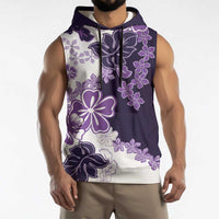 Purple Hibiscus Plumeria Floral Sleeveless Hoodie LT01 - Polynesian Pride