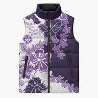 Purple Hibiscus Plumeria Floral Sleeveless Puffer Jacket LT01 Purple - Polynesian Pride