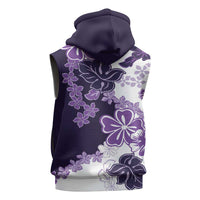 Purple Hibiscus Plumeria Floral Sleeveless Zip Hoodie LT01 - Polynesian Pride