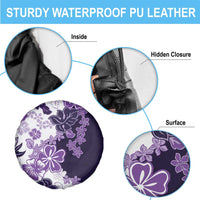 Purple Hibiscus Plumeria Floral Spare Tire Cover - Polynesian Pride