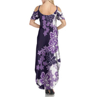 Purple Hibiscus Plumeria Floral Summer Maxi Dress - Polynesian Pride