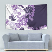 Purple Hibiscus Plumeria Floral Tapestry - Polynesian Pride