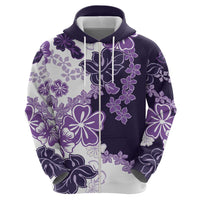 Purple Hibiscus Plumeria Floral Zip Hoodie LT01 - Polynesian Pride
