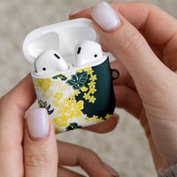 Yelow Teal Hibiscus Plumeria Floral AirPods Case LT01 - Polynesian Pride
