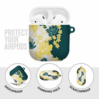 Yelow Teal Hibiscus Plumeria Floral AirPods Case LT01 - Polynesian Pride