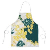 Yelow Teal Hibiscus Plumeria Floral Apron - Polynesian Pride