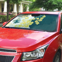 Yelow Teal Hibiscus Plumeria Floral Auto Sun Shade LT01 - Polynesian Pride