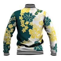 Yelow Teal Hibiscus Plumeria Floral Baseball Jacket LT01 - Polynesian Pride