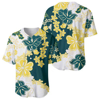 Yelow Teal Hibiscus Plumeria Floral Baseball Jersey - Polynesian Pride