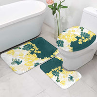 Yelow Teal Hibiscus Plumeria Floral Bathroom Set - Polynesian Pride
