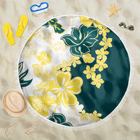 Yelow Teal Hibiscus Plumeria Floral Beach Blanket LT01 One Size 150cm Yellow - Polynesian Pride