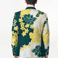 Yelow Teal Hibiscus Plumeria Floral Blazer - Polynesian Pride