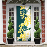 Yelow Teal Hibiscus Plumeria Floral Door Cover - Polynesian Pride