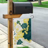 Yelow Teal Hibiscus Plumeria Floral Garden Flag - Polynesian Pride