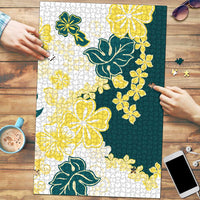 Yelow Teal Hibiscus Plumeria Floral Puzzle LT01 Yellow - Polynesian Pride