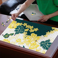 Yelow Teal Hibiscus Plumeria Floral Puzzle LT01 - Polynesian Pride