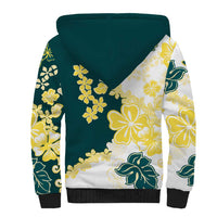 Yelow Teal Hibiscus Plumeria Floral Sherpa Hoodie LT01 - Polynesian Pride