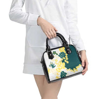 Yelow Teal Hibiscus Plumeria Floral Shoulder Handbag - Polynesian Pride