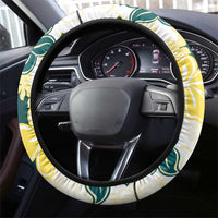 Yelow Teal Hibiscus Plumeria Floral Steering Wheel Cover LT01 - Polynesian Pride