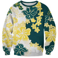 Yelow Teal Hibiscus Plumeria Floral Sweatshirt LT01 Unisex Yellow - Polynesian Pride