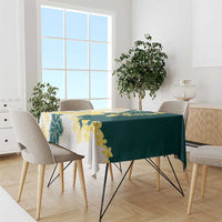 Yelow Teal Hibiscus Plumeria Floral Tablecloth LT01 - Polynesian Pride