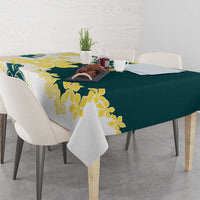 Yelow Teal Hibiscus Plumeria Floral Tablecloth LT01 - Polynesian Pride