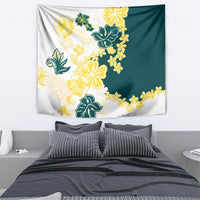 Yelow Teal Hibiscus Plumeria Floral Tapestry - Polynesian Pride
