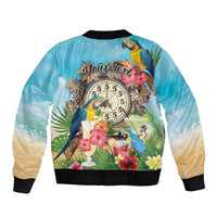 Personalized It's 5 o'clock Somewhere Bomber Jacket Hawaiian Tropical Parrots - Polynesian Pride