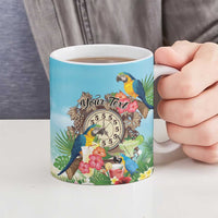 Personalized It's 5 o'clock Somewhere Ceramic Mug Hawaiian Tropical Parrots - Polynesian Pride