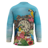 Personalized It's 5 o'clock Somewhere Hockey Jersey Hawaiian Tropical Parrots LT01 - Polynesian Pride
