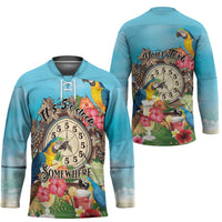 Personalized It's 5 o'clock Somewhere Hockey Jersey Hawaiian Tropical Parrots LT01 - Polynesian Pride