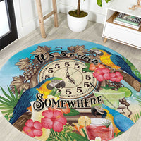 It's 5 o'clock Somewhere Round Carpet Hawaiian Tropical Parrots - Polynesian Pride
