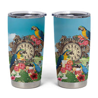 Personalized It's 5 o'clock Somewhere Tumbler Cup Hawaiian Tropical Parrots - Polynesian Pride