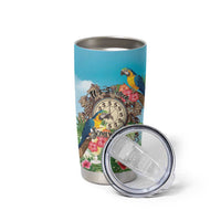 Personalized It's 5 o'clock Somewhere Tumbler Cup Hawaiian Tropical Parrots - Polynesian Pride