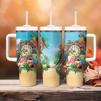 Personalized It's 5 o'clock Somewhere Tumbler With Handle Hawaiian Tropical Parrots - Polynesian Pride