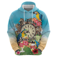 Personalized It's 5 o'clock Somewhere Zip Hoodie Hawaiian Tropical Parrots - Polynesian Pride