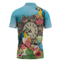 Personalized It's 5 o'clock Somewhere Zipper Polo Shirt Hawaiian Tropical Parrots LT01 - Polynesian Pride
