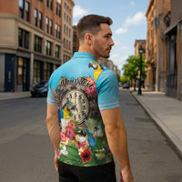 Personalized It's 5 o'clock Somewhere Zipper Polo Shirt Hawaiian Tropical Parrots LT01 - Polynesian Pride