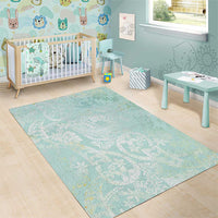 Polynesian Tiare Monstera Seafoam Green Area Rug Liquid Style - Polynesian Pride