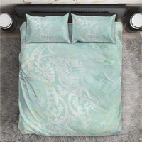 Polynesian Tiare Monstera Seafoam Green Bedding Set Liquid Style - Polynesian Pride