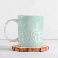Polynesian Tiare Monstera Seafoam Green Ceramic Mug Liquid Style - Polynesian Pride