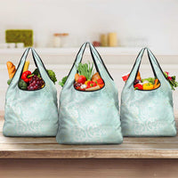Polynesian Tiare Monstera Seafoam Green Grocery Bag Liquid Style LT01 3-pack One Size Green - Polynesian Pride