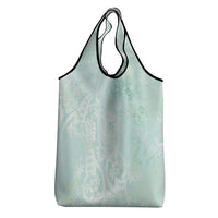 Polynesian Tiare Monstera Seafoam Green Grocery Bag Liquid Style LT01 - Polynesian Pride