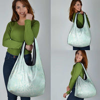 Polynesian Tiare Monstera Seafoam Green Grocery Bag Liquid Style LT01 - Polynesian Pride