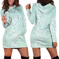 Polynesian Tiare Monstera Seafoam Green Hoodie Dress Liquid Style - Polynesian Pride