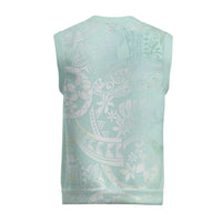 Polynesian Tiare Monstera Seafoam Green Christmas Knitted V-Neck Vest Liquid Style - Polynesian Pride