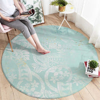 Polynesian Tiare Monstera Seafoam Green Round Carpet Liquid Style - Polynesian Pride